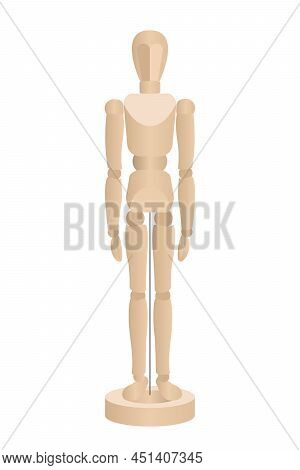 Lay Figure Wooden Mannequin Isolated On White Background. Basic Position. Vector Illustration