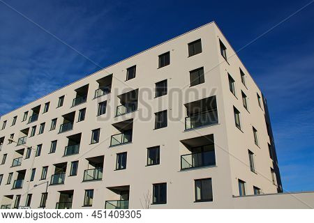 Prague, Czech Republic - January 22, 2022: New Modern Style Apartment Building In One Of The Prague'