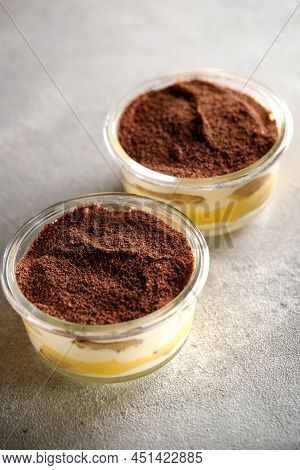 Tiramisu. Dessert With Cream For Breakfast. High Quality Photo