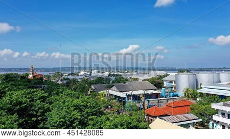 Benoa Harbour, Bali, Indonesia - February 26, 2019: Closeup Of Pertmina Gas Station On Tanyung Benoa