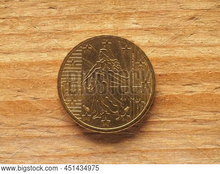 Ten Cents Coin, French Side Showing A Female Sower, Currency Of France, European Union
