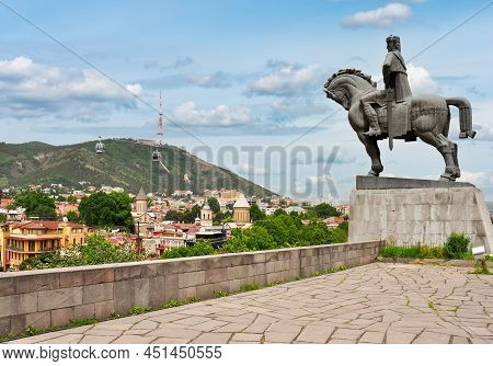 Vakhtang Gorgasali Monument In Summer, Tbilisi, Georgia