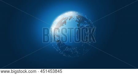 Blue Modern Style Global Networks Structure, It Or Telecommunications Concept Design - Polygonal Net
