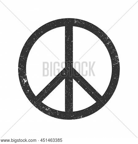 Grungy Scratched Peace Sign Or Peace Symbol Isolated On White Background, Vector Illustration
