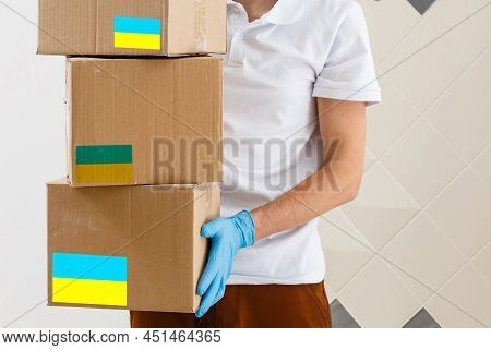 Humanitarian Aid In Ukraine. Help To The Poor. Packages To Pensioners And People With Disabilities. 