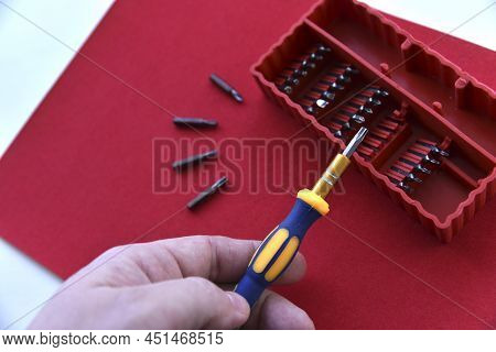 Yellow Screwdriver With Replaceable Heads Old Head