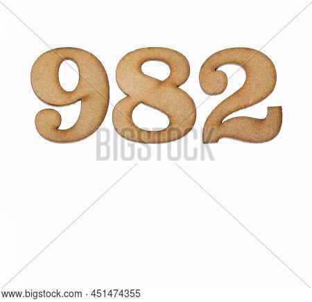 Number 982 - Piece Of Wood Isolated On White Background