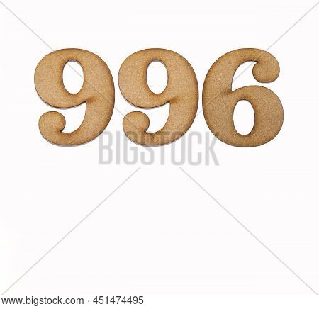 Number 996 - Piece Of Wood Isolated On White Background
