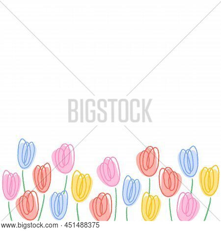 Hand Drawn Vector Illustration Of Flower With Blank Space For Text On White Background. Frame For Le