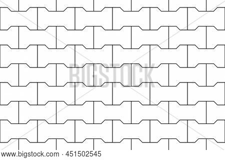White Seamless Pattern Of Pavement With Interlocking Blocks
