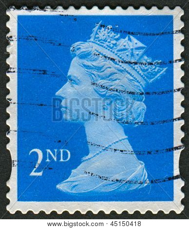 UK-เซอร์กา 1989:A แสตมป์ที่พิมพ์ในประเทศอังกฤษแสดงรูปของ Elizabeth II เป็นพระมหากษัตริย์รัฐธรรมนูญของ 16 