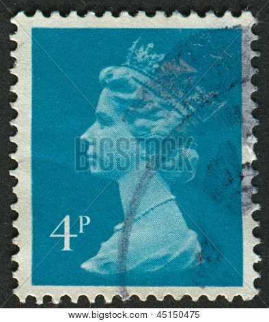 UK-CIRCA 1993:A stempel trykt i UK viser billede af Elizabeth II er den forfatningsmæssige monark af 16 
