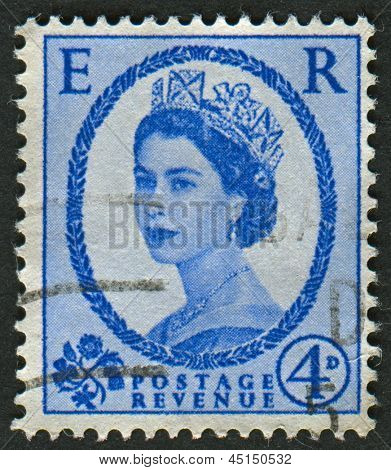 UK-เซอร์กา 1952:A แสตมป์ที่พิมพ์ในประเทศอังกฤษแสดงรูปของ Elizabeth II เป็นพระมหากษัตริย์รัฐธรรมนูญของ 16 