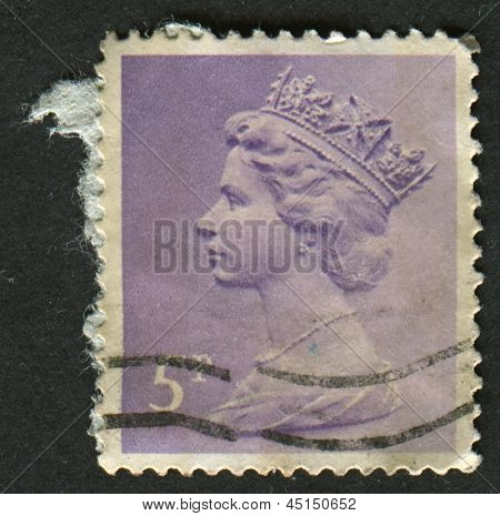 UK-เซอร์กา 1971:A แสตมป์ที่พิมพ์ในประเทศอังกฤษแสดงรูปของ Elizabeth II เป็นพระมหากษัตริย์รัฐธรรมนูญของ 16 