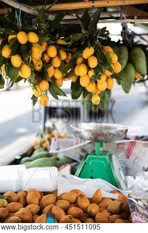 Different Fruits At The Local Market Of Thailand
