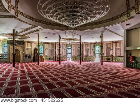 Brussels, Belgium - 07 03 2019- Decorated Interior Of The Great Mosque Of Brussels