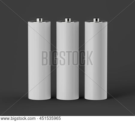 Aa Size Battery Isolated On White Background Blank Rechargeable Battery Aa Or Aaa Size 3d Illustrati