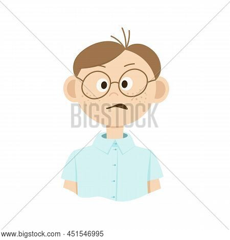 Drawing Of A Cartoon Man With Glasses. Doodle Style