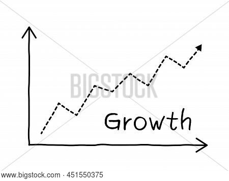 Growth Line Chart. Hand-drawn Doodle Drawing. Simple Vector Illustration.