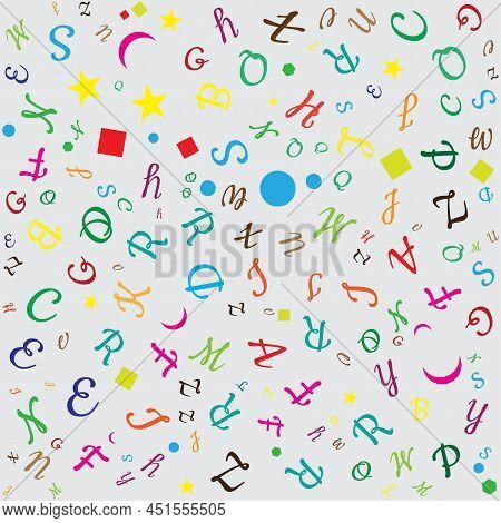 Seamless Pattern Full Color With Alphabet Letter Of English Abc To Z  With Star Shape For Language D
