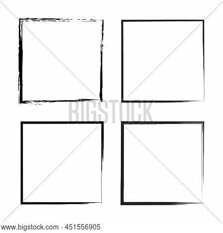 Brush Squares On White Background. Hand Drawn Sketch. Grunge Texture. Vector Illustration. Stock Ima