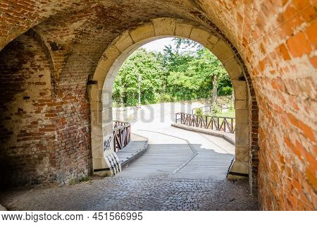 Petrovaradin, Serbia - July 17. 2019: Medieval Petrovaradin Fortress Novi Sad Serbia. Newer Lighting