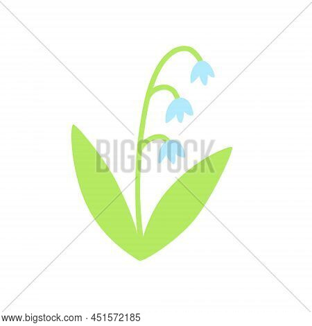 Lilly Of The Valley Or May Lily Blooming Plant. Flat Vector Illustration Isolated On White.