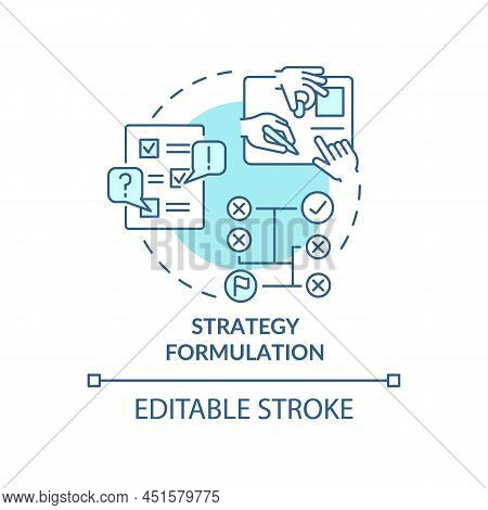 Strategy Formulation Turquoise Concept Icon. Plan Implementation. Social Planning Abstract Idea Thin