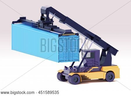 Vector Reach Stacker Or Container Loader With Container