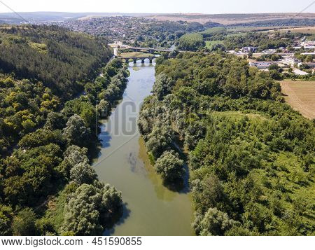 Aerial Summer View Of Yantra River, Passing Near The Town Of Byala, Ruse Region, Bulgaria