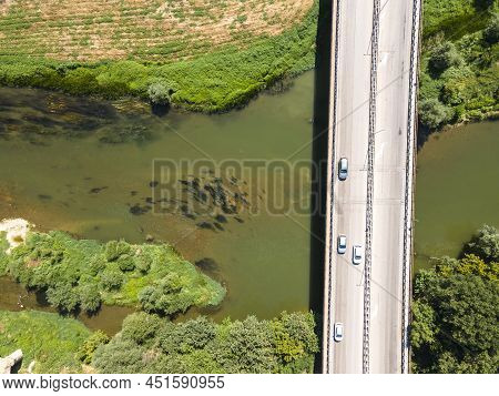 Aerial View Of Yantra River, Passing Near The Town Of Byala, Bulgaria