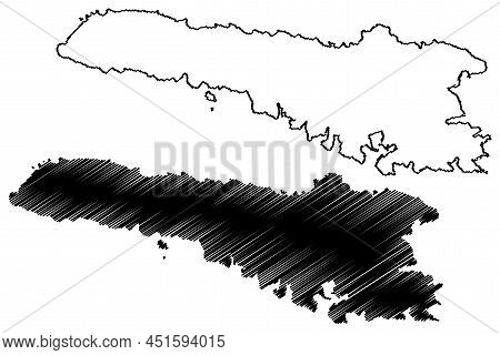 Lampedusa Island (pelagie Islands, Italian Republic, Italy) Map Vector Illustration, Scribble Sketch