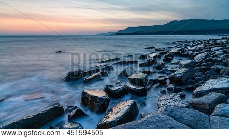 Clavell's Pier In Kimmeridge, Dorset At Sunset