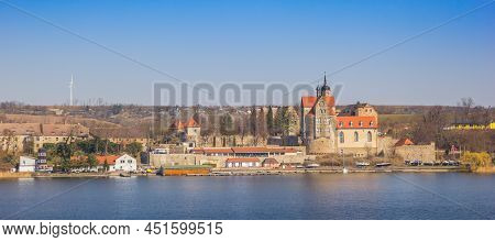 Panorama Of The Susser See Lake And The Historic Castle In Seeburg, Germany