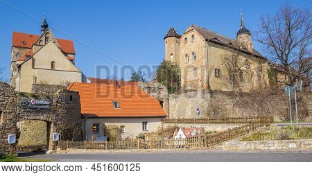 Seeburg, Germany - March 21, 2022: Panorama Of The Restaurant In Front Of The Castle In Seeburg, Ger