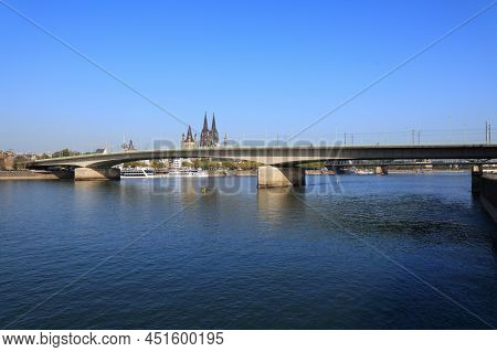 Deutz Bridge (deutzer Brucke) In Cologne, Germany. Bridge Over River Rhine.