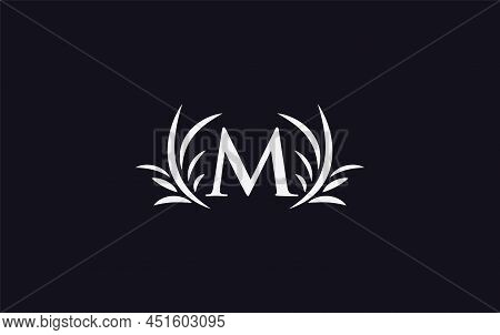 Golden Laurel Wreath Leaf Logo Design Vector With The Letters And Alphabets And Bamboo Leaf