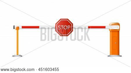 Barrier Flock.parking Zone Turnpike On White Background Vector Illustration.railroad And Parking Zon