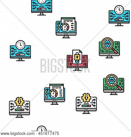 Software Program Development Vector Seamless Pattern Thin Line Illustration