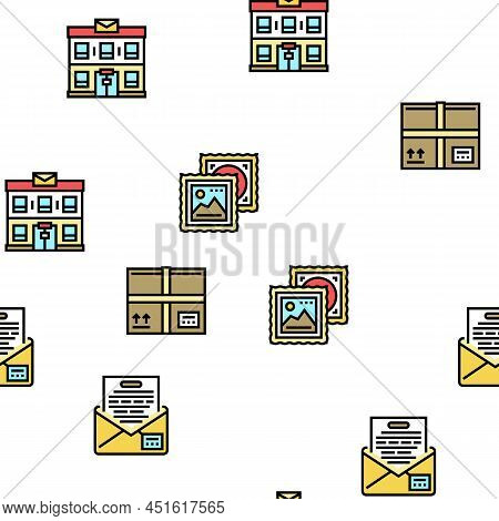 Post Office Delivery Service Vector Seamless Pattern Thin Line Illustration