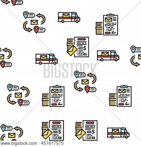 Post Office Delivery Service Vector Seamless Pattern Thin Line Illustration