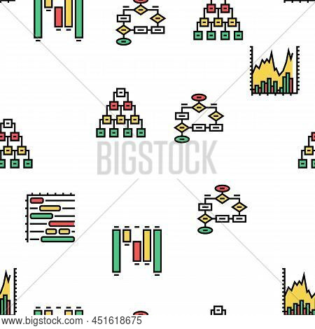 Graph For Analyzing And Research Vector Seamless Pattern Thin Line Illustration