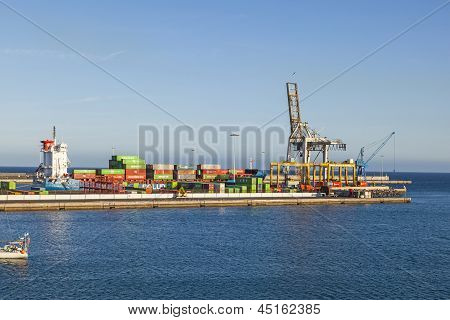 View To Harbor Of  Puerto Naos In Arrecife, Spain