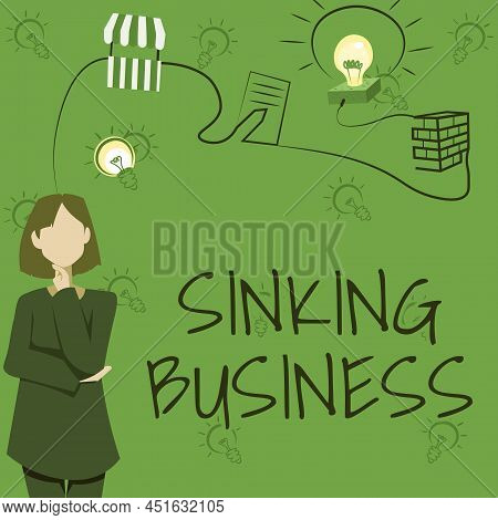 Sign Displaying Sinking Business. Business Showcase The Company Or Other Organization That Is Failin