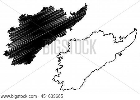 Leka Island (kingdom Of Norway) Map Vector Illustration, Scribble Sketch Leka Map