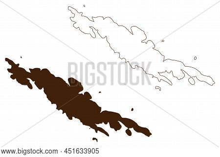 Zirje Island (republic Of Croatia, Adriatic Sea, Sibenik Archipelago) Map Vector Illustration, Scrib