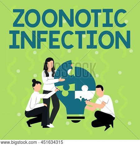 Text Caption Presenting Zoonotic Infection. Business Overview Zoonotic Infection Employee Drawing He
