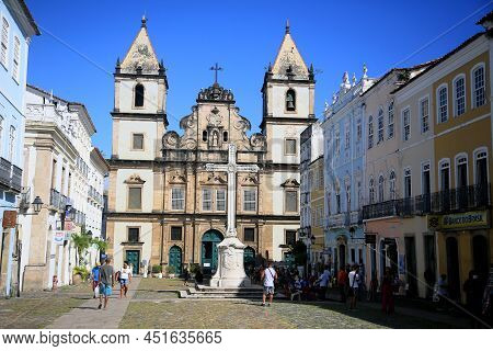 Salvador, Bahia, Brazil - March 25, 2022: View Of Sao Francisco Church In Pelourinho Region, Histori
