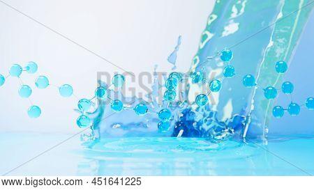 3d Render Of Simple Chemical Bond In Side Cell Or Molecules. The Associated Of Atoms, Ions, Bond And