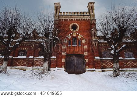 The Building Of The Stables In The Gothic Style. Starozhilovo. Ryazan Region. Russia. January 2022